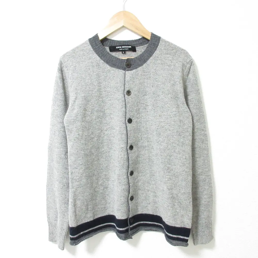 JUNYA WATANABE ジュンヤワタナベ コムデギャルソン アンゴラ×カシミアブレンド 長袖 クルーネック ニット カーディガン S グレー