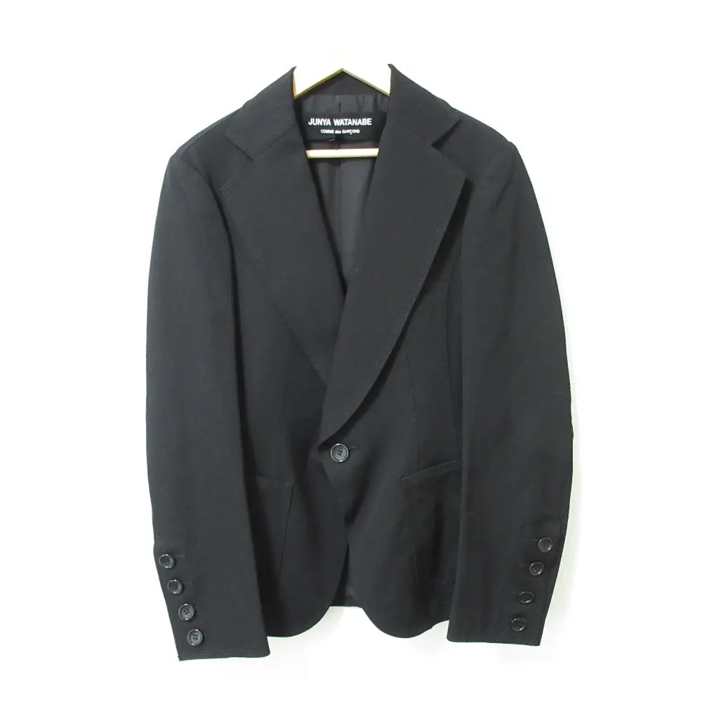 05AW JUNYA WATANABE ジュンヤワタナベ コムデギャルソン ウール100％ 1B ウエストシェイプ テーラードジャケット M ブラック