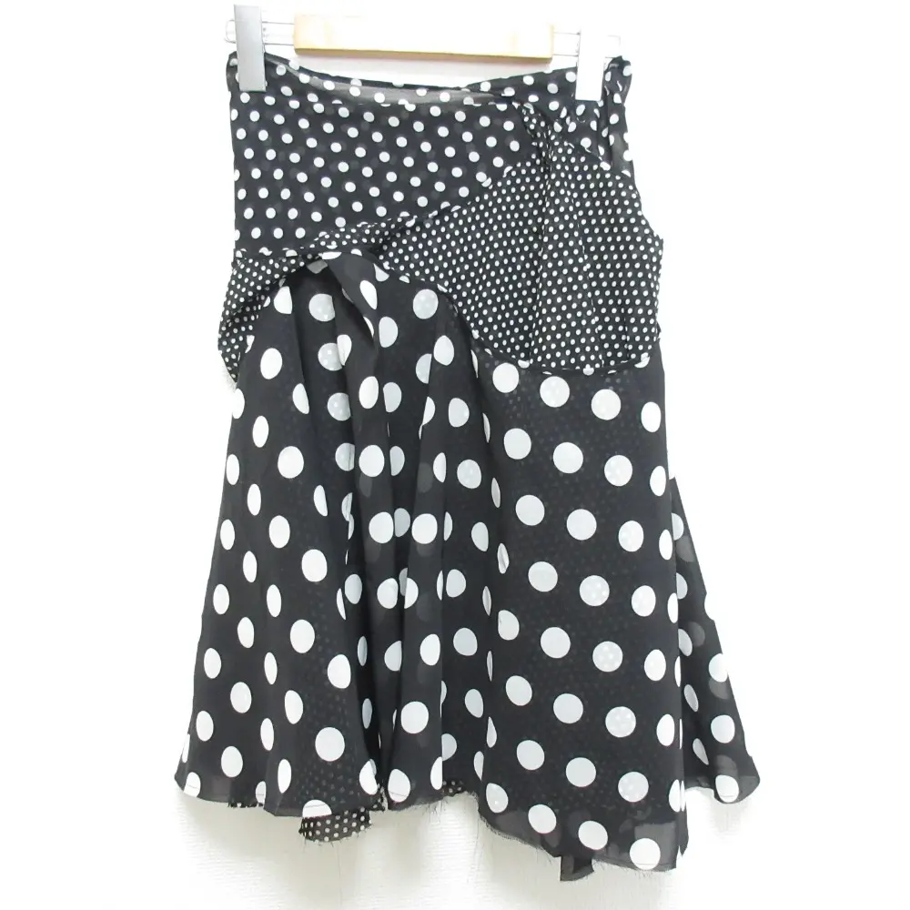 JUNYA WATANABE ジュンヤワタナベ コムデギャルソン ドット柄 ひざ丈 変形 フレアスカート JM-S051 S ブラック×ホワイト