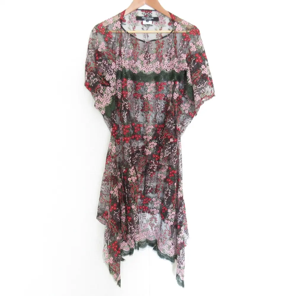 ジュンヤワタナベ コムデギャルソン AD2011 フラワーエンブロイダリー オーガンジー レースワンピース S マルチカラー