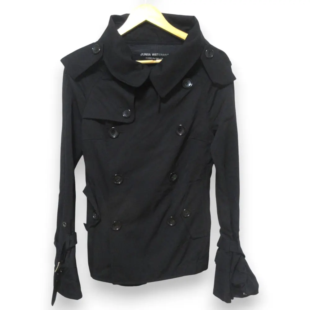 AD2005 JUNYA WATANABE COMME des GARCONS ジュンヤワタナベ コムデギャルソン ウール ショートトレンチコート サイズS ブラック