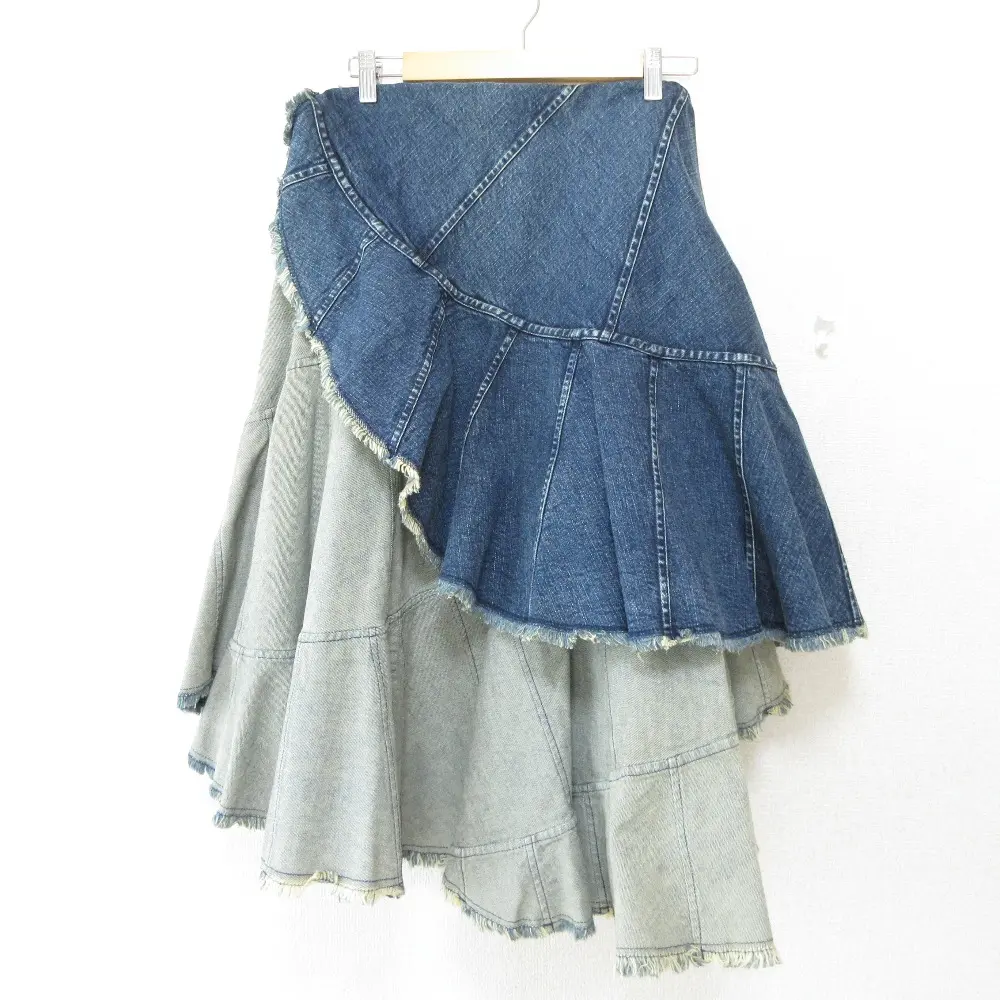 16SS JUNYA WATANABE ジュンヤワタナベ コムデギャルソン 再構築 変形 デニムフリルスカート XQ-S013 サイズM インディゴブルー