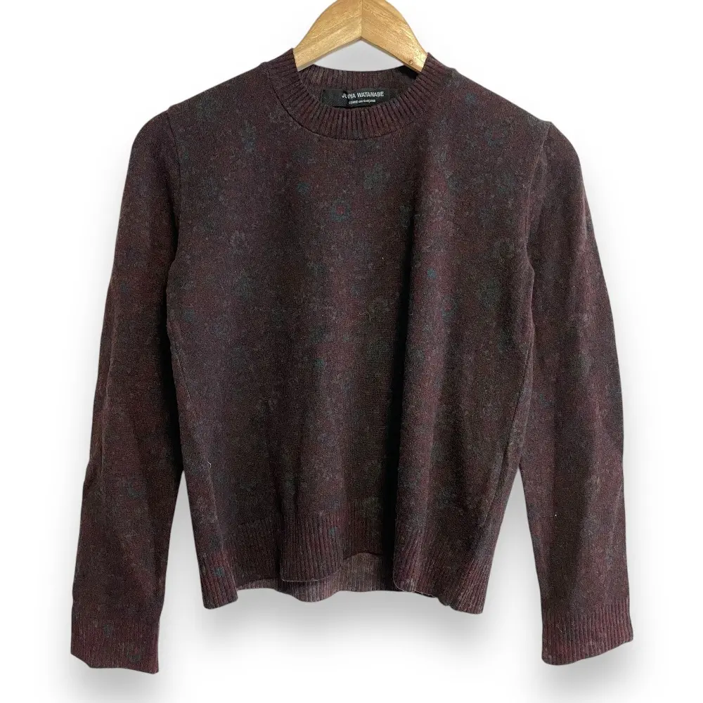 JUNYA WATANABE COMME des GARCONS ジュンヤワタナベ コムデギャルソン フラワープリント 長袖 ニットカットソー セーター ボルドー