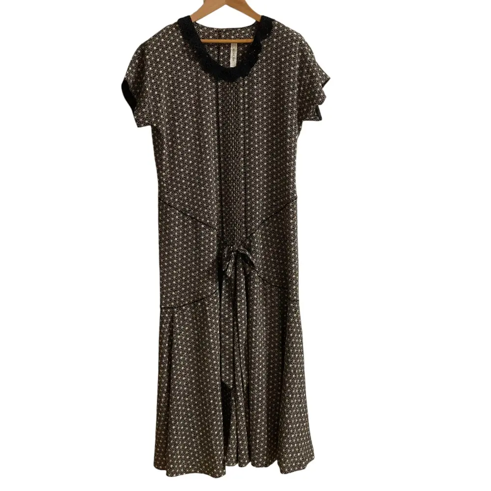 KANEKO ISAO カネコイサオ 総柄 レースカラー リボン 半袖 フレア