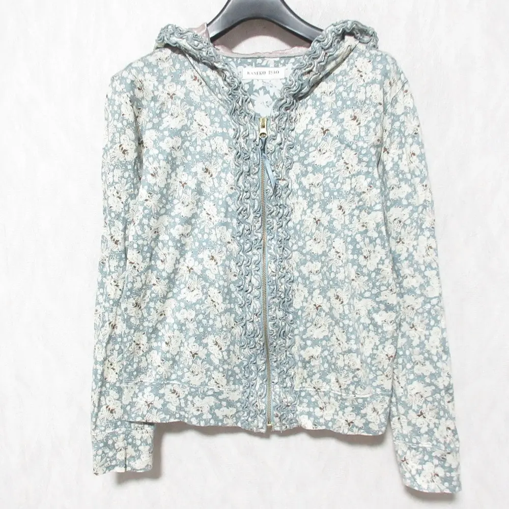 KANEKO ISAO カネコイサオ フラワープリント ジップパーカー ブルー系