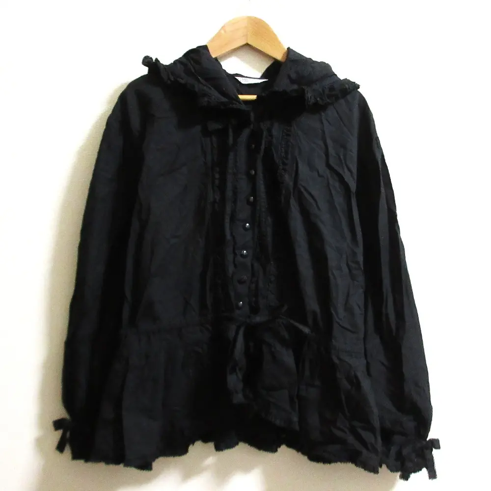KANEKO ISAO カネコイサオ フリルフーディーシャツ ブラック