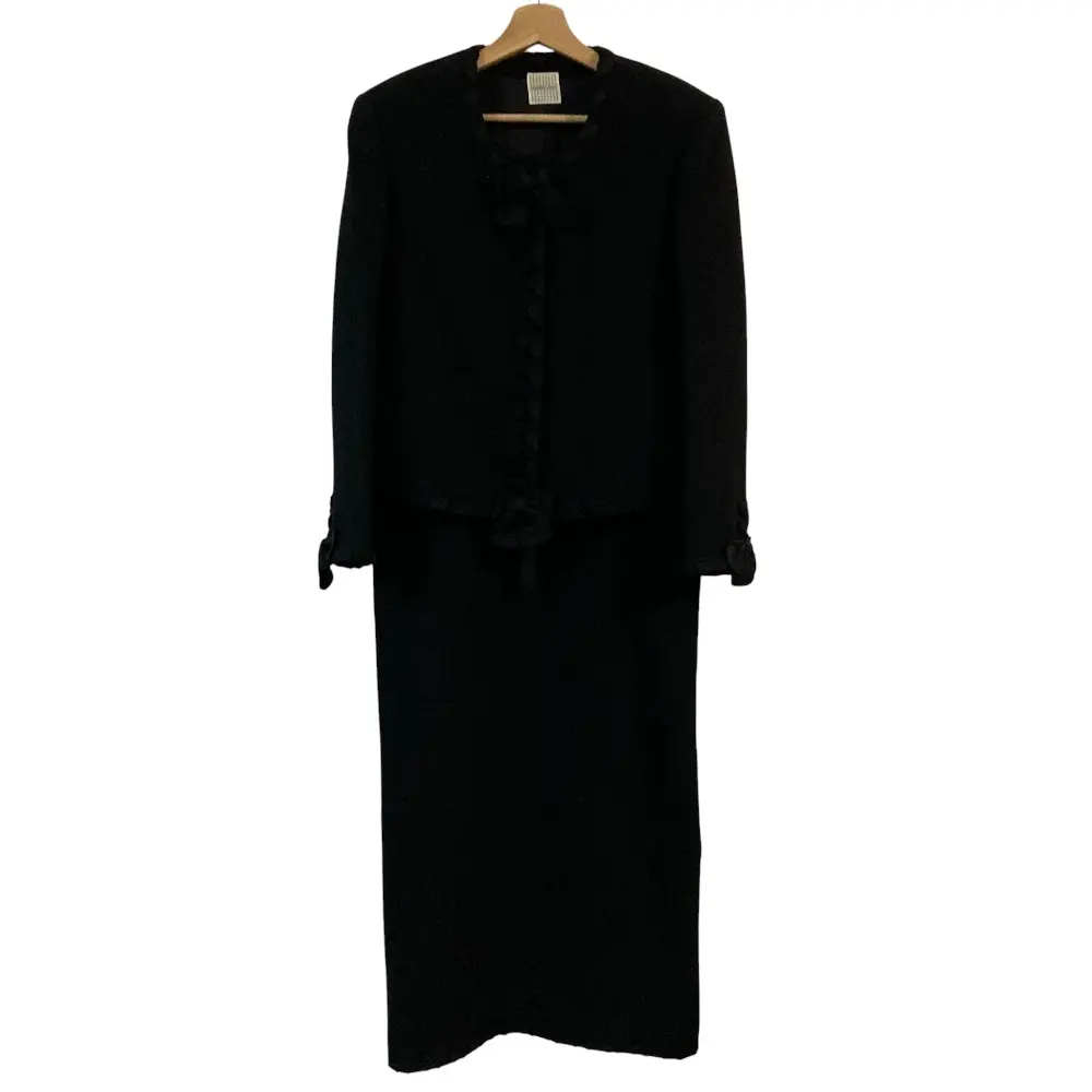 KANEKO ISAO カネコイサオ リボン ウール ジャケット ワンピース アンサンブル セットアップ ブラック