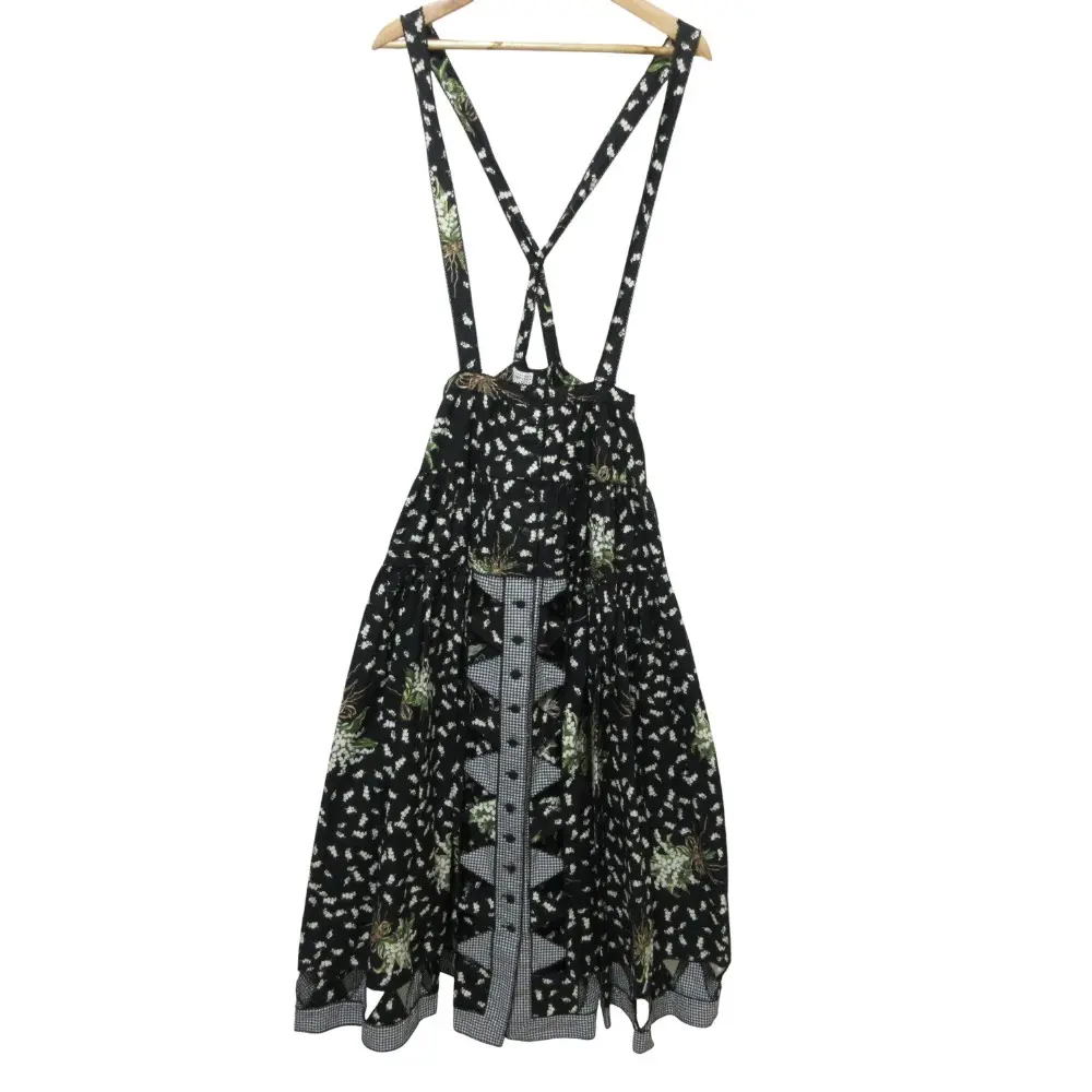 KANEKO ISAO カネコイサオ フラワープリント ジャンパースカート ブラック