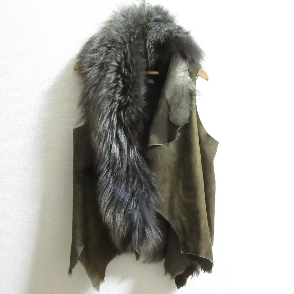 KARL DONOGHUE カールドノヒュー 英国製 フォックスファー ムートンベスト サイズS カーキ