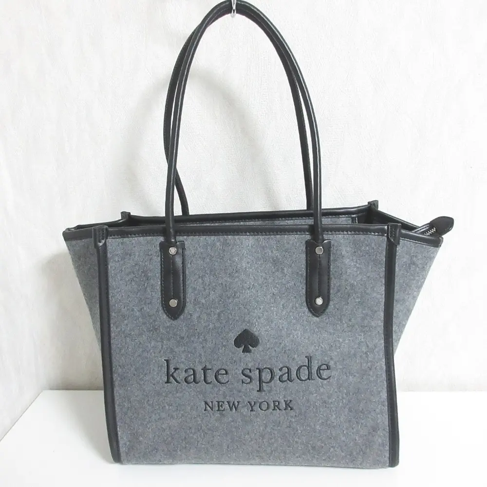 kate spade new york ケイトスペード ELLA エラ フェルト ロゴ刺繍 トートバッグ セミショルダーバッグ グレー