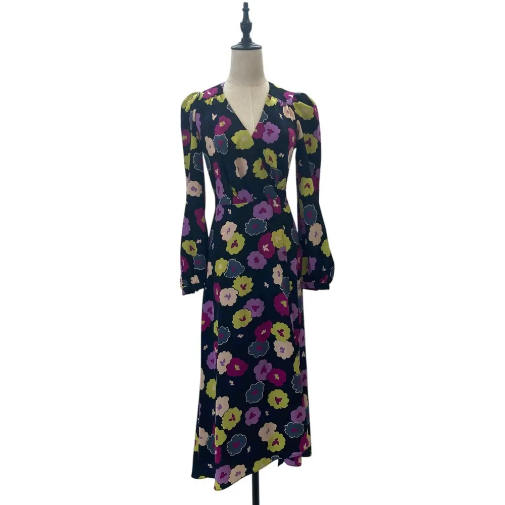 kate spade new york ケイトスペード Winter Garden Wrap Dress ラップワンピース ドレス 2 ブラック系 マルチカラー