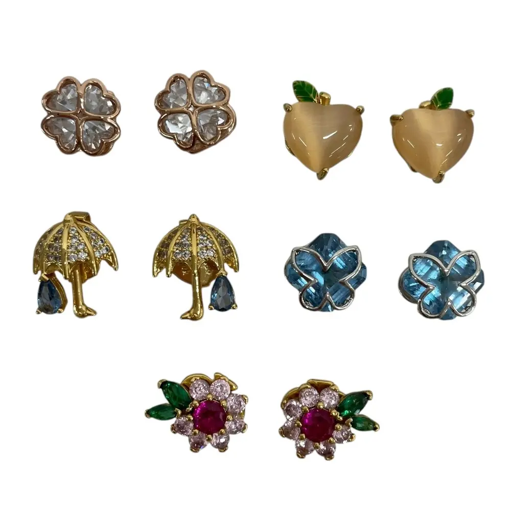 kate spade new york ケイトスペード ビジュー ストーン モチーフ スタッドピアス 両耳 アクセサリー 5点セット マルチカラー