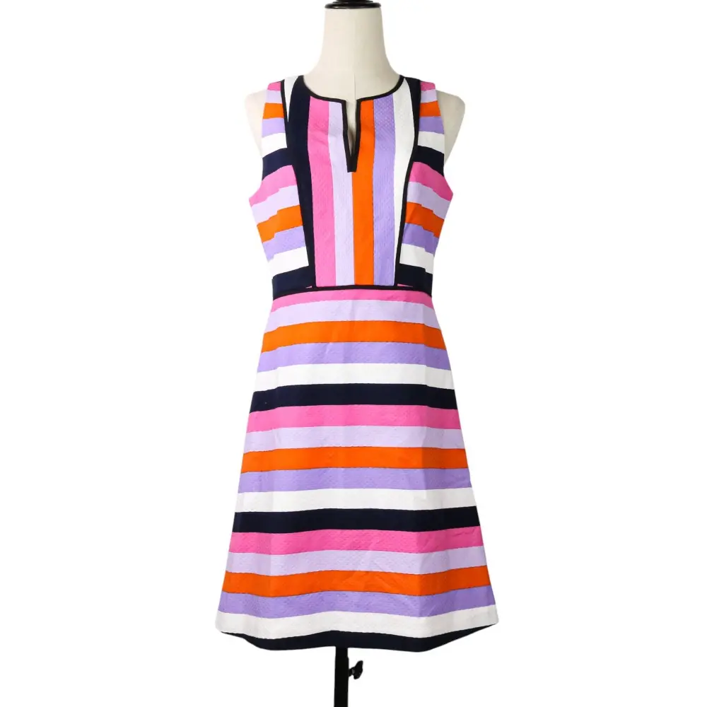 kate spade ケイトスペード Sunset Stripe Jacquard Dress ストレッチ ノースリープワンピース 6 マルチカラー
