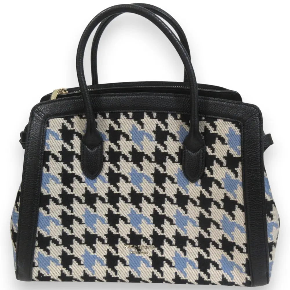 kate spade new york ケイトスペードニューヨーク ノットミディアムサッチェル 千鳥格子柄 ハンドバッグ ブラック系