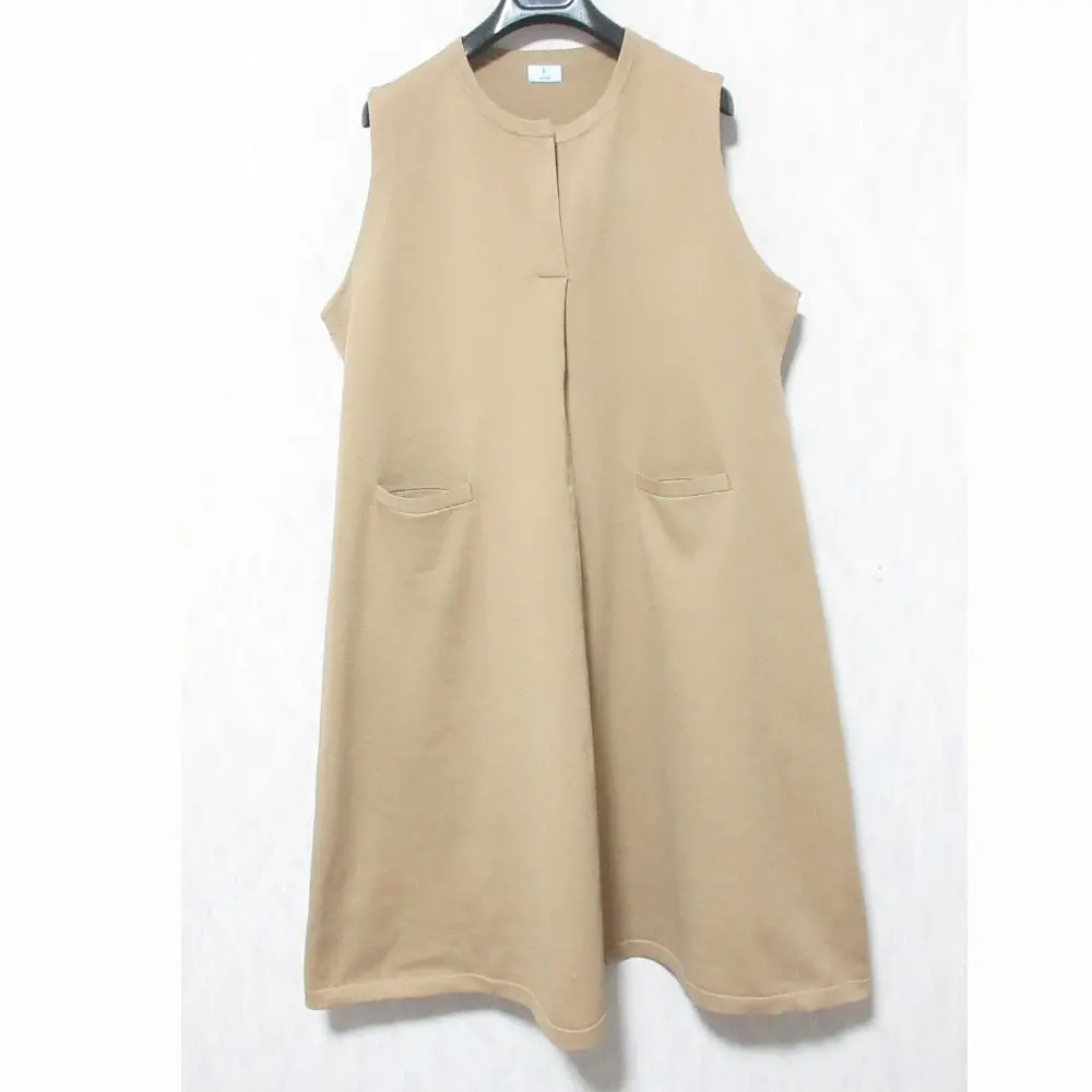 23AW 組曲 スキッパーカラー ノースリーブニットワンピース KRWLSW6946 大きいサイズ 6 ベージュ