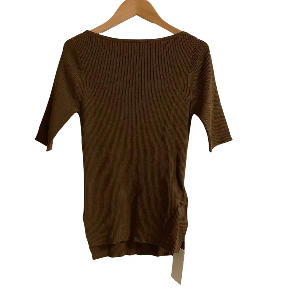 L'Appartement アパルトモン ドゥーズィエムクラス BOATNECK RIB KNIT 五分袖 リブニット カットソー F ブラウン