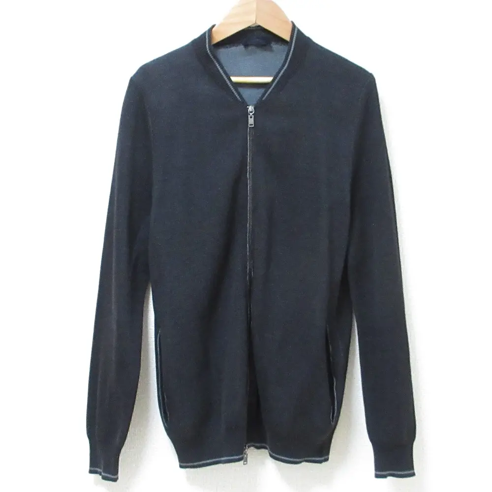 LANVIN ランバン ダブルジップ シルクニットジャケット ブルゾン カーディガン 小さいサイズ XS ブラック