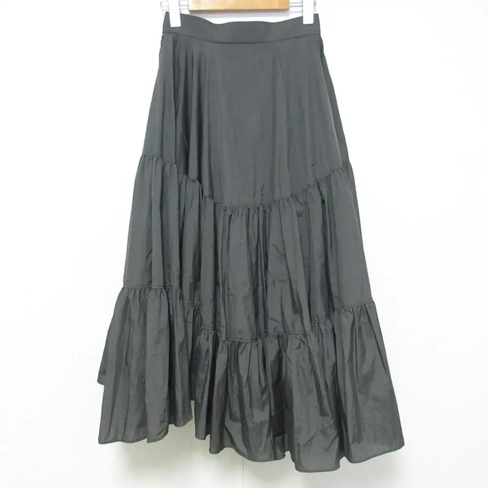 LANVIN en Bleu ランバンオンブルー ウォッシュナイロンティアードスカート 3206516 サイズ36 グレー