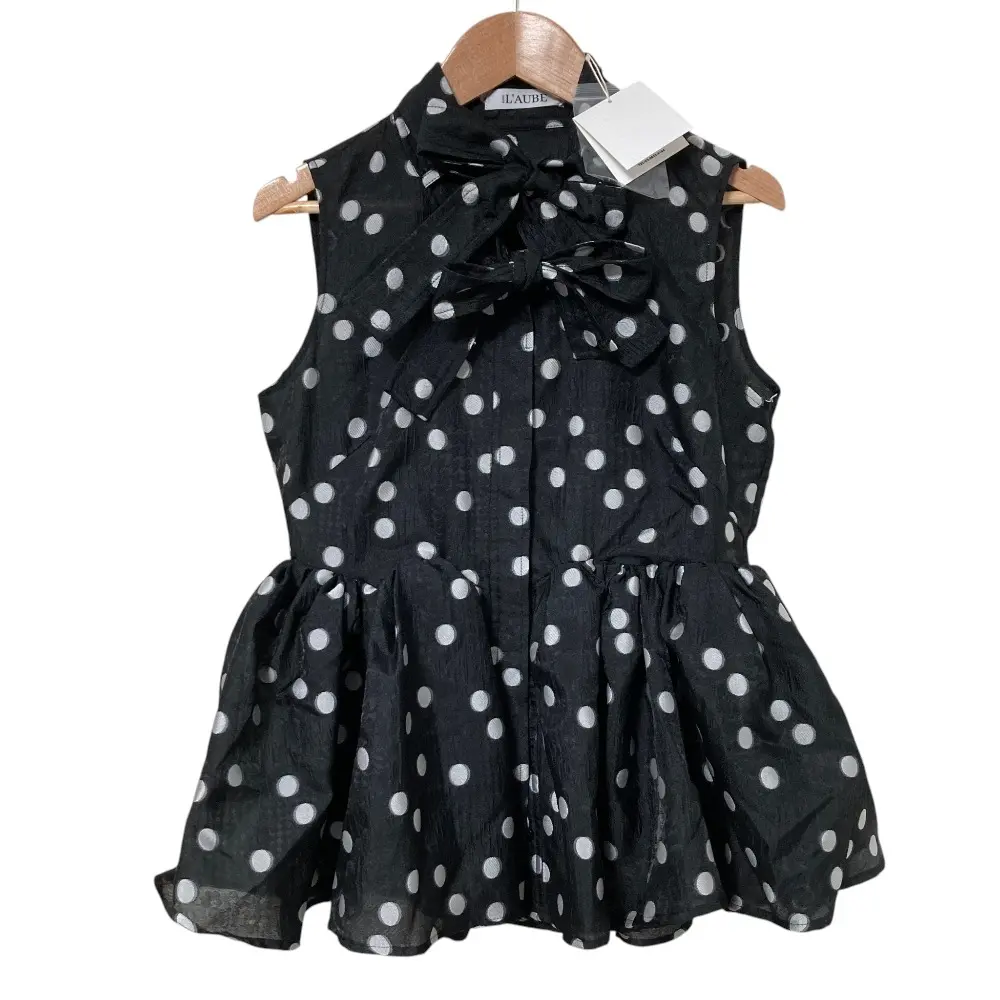 L'AUBE BLANC ローブブラン Sheer Polka Dot Ribbon Blouse ブラウス サイズF ブラックの買取実績【2026年4月買取】