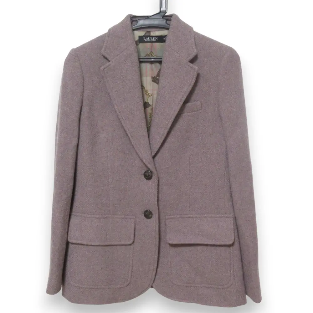 22AW LAUREN RALPH LAUREN ローレンラルフローレン ウール スカーフ裏地 テーラードジャケット 00サイズ ピンク系