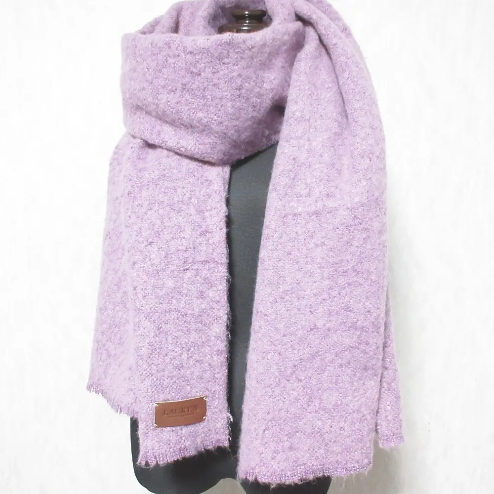 LAUREN RALPH LAUREN ローレンラルフローレン ロゴ レザータグ 大判 ストール マフラー パープル