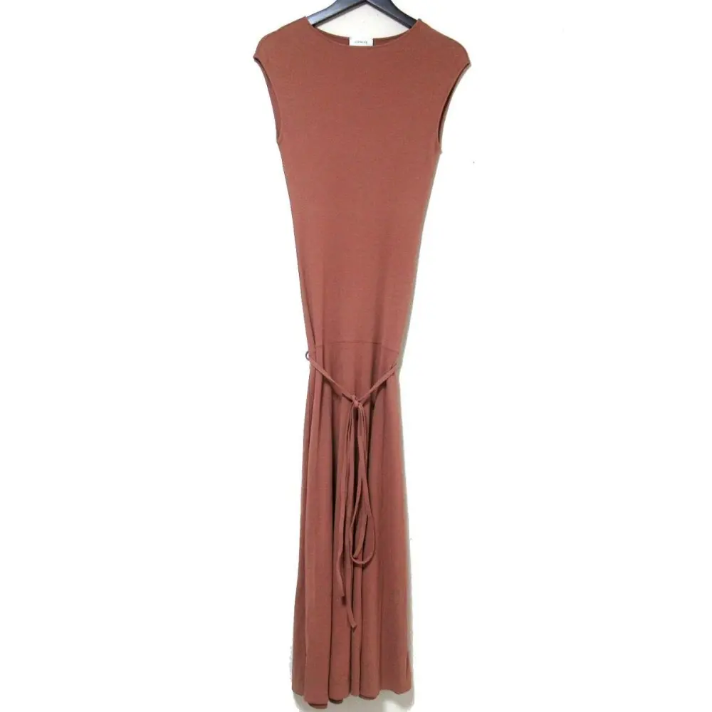 LEMAIRE ルメール JERSEY SLEEVELESS DRESS ロング丈 ジャージー フレンチスリーブ ベルテッド ドレス ワンピース ブラウン系