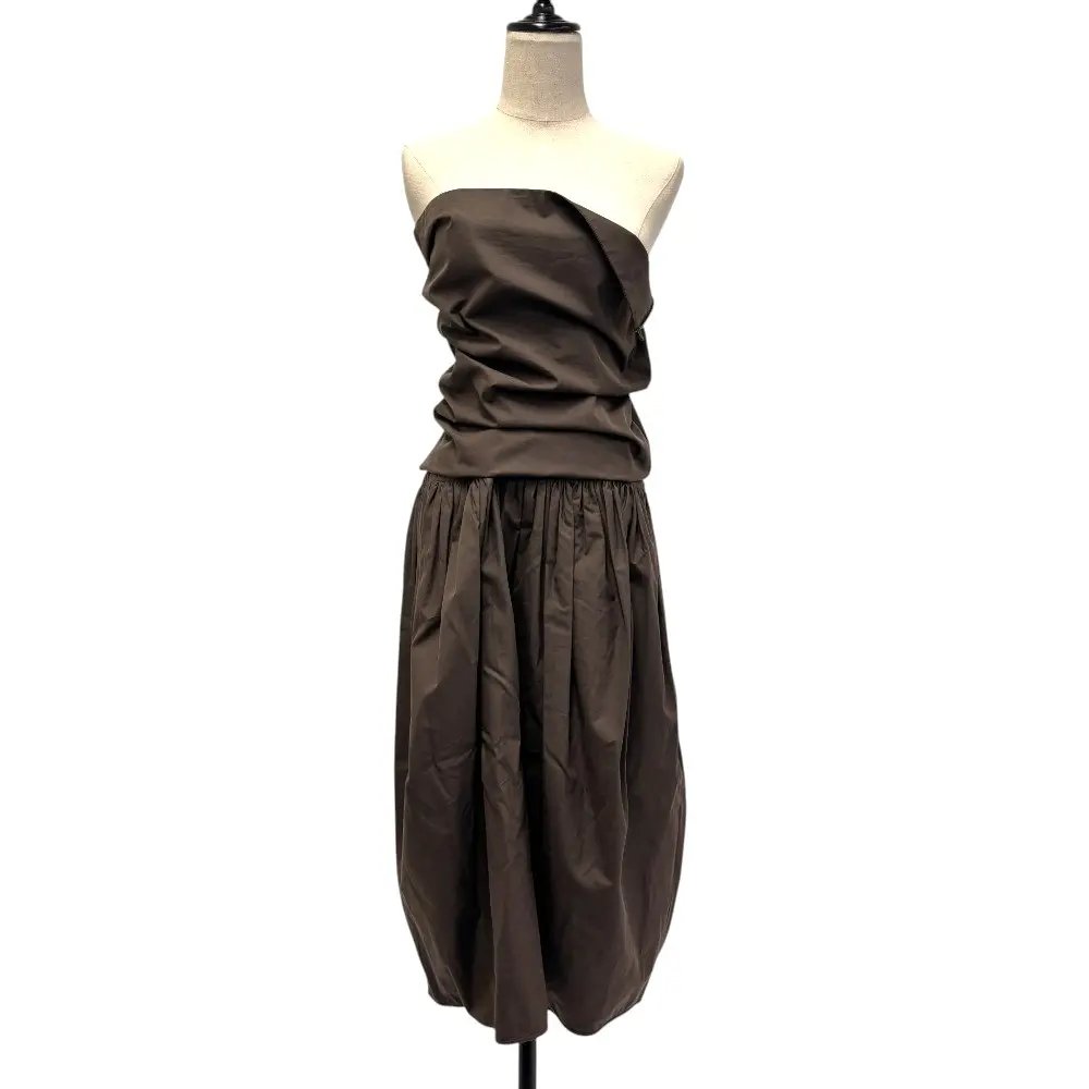 23SSAW LEMAIRE ルメール BUSTIER SKIRT ベアトップ ロングワンピース スカート サイズ36 ブラウン
