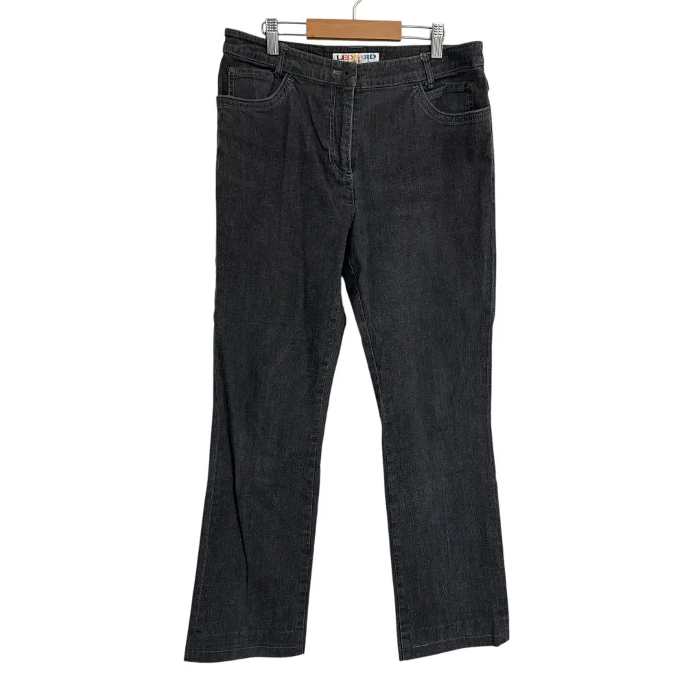 LEONARD SPORT レオナール ストレッチ デニムパンツ ジーンズ 70 ブラック