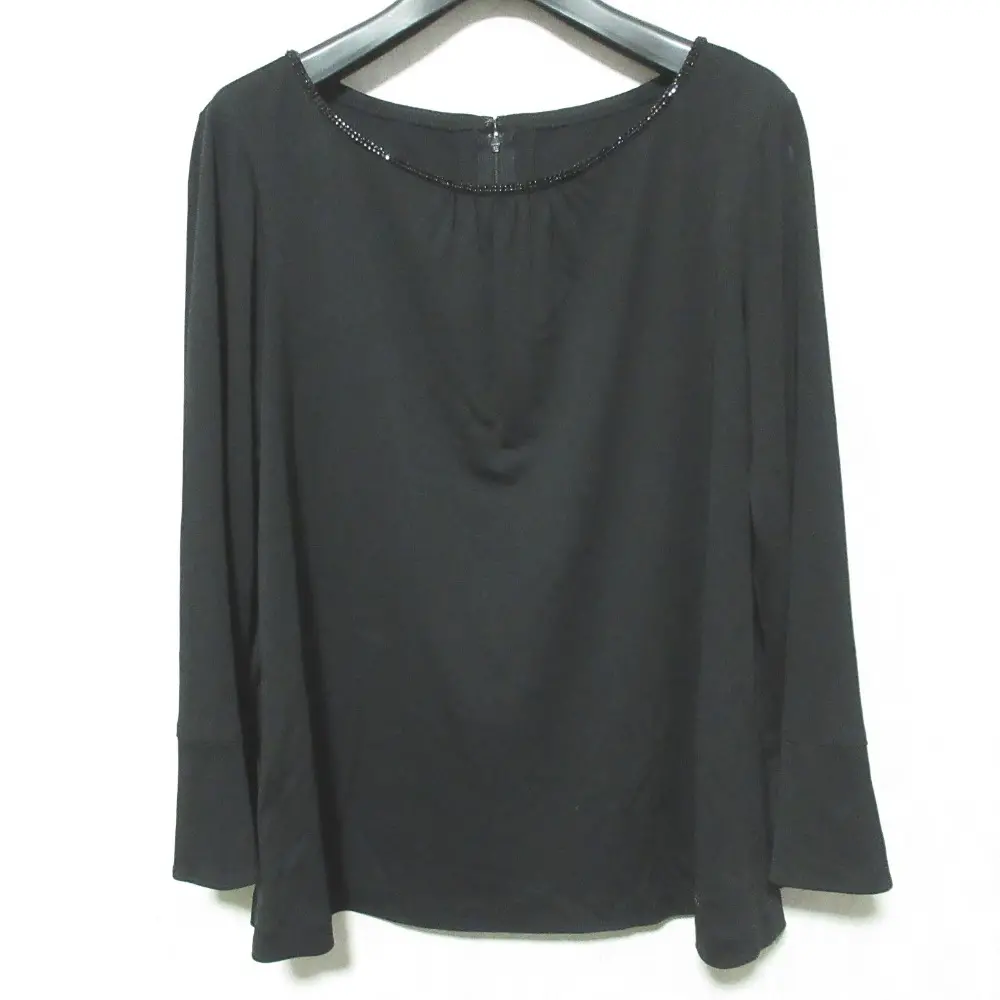 LEONARD FASHION レオナールファッション カンカン ラインストーン ロングスリーブ カットソー 0169564 LL ブラック