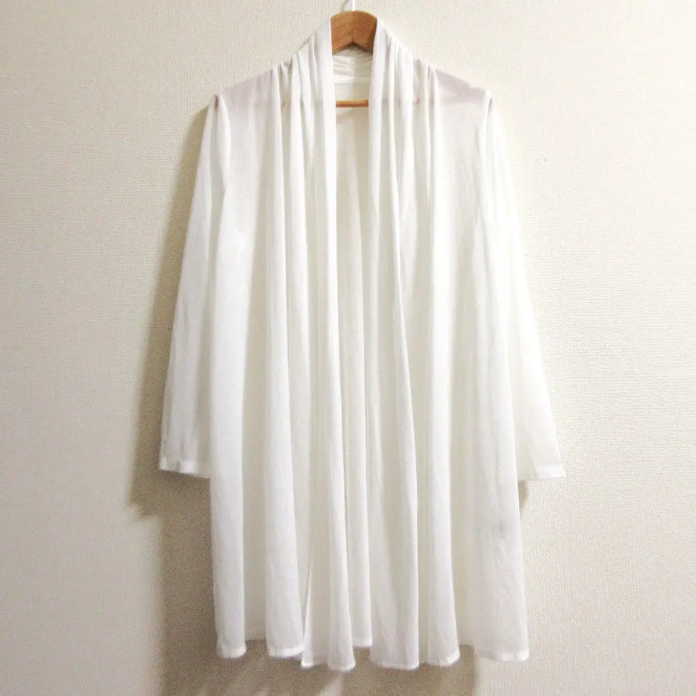 LEONARD FASHION レオナールファッション カンカン ストレッチ シアーカーディガン サイズ38 ホワイト