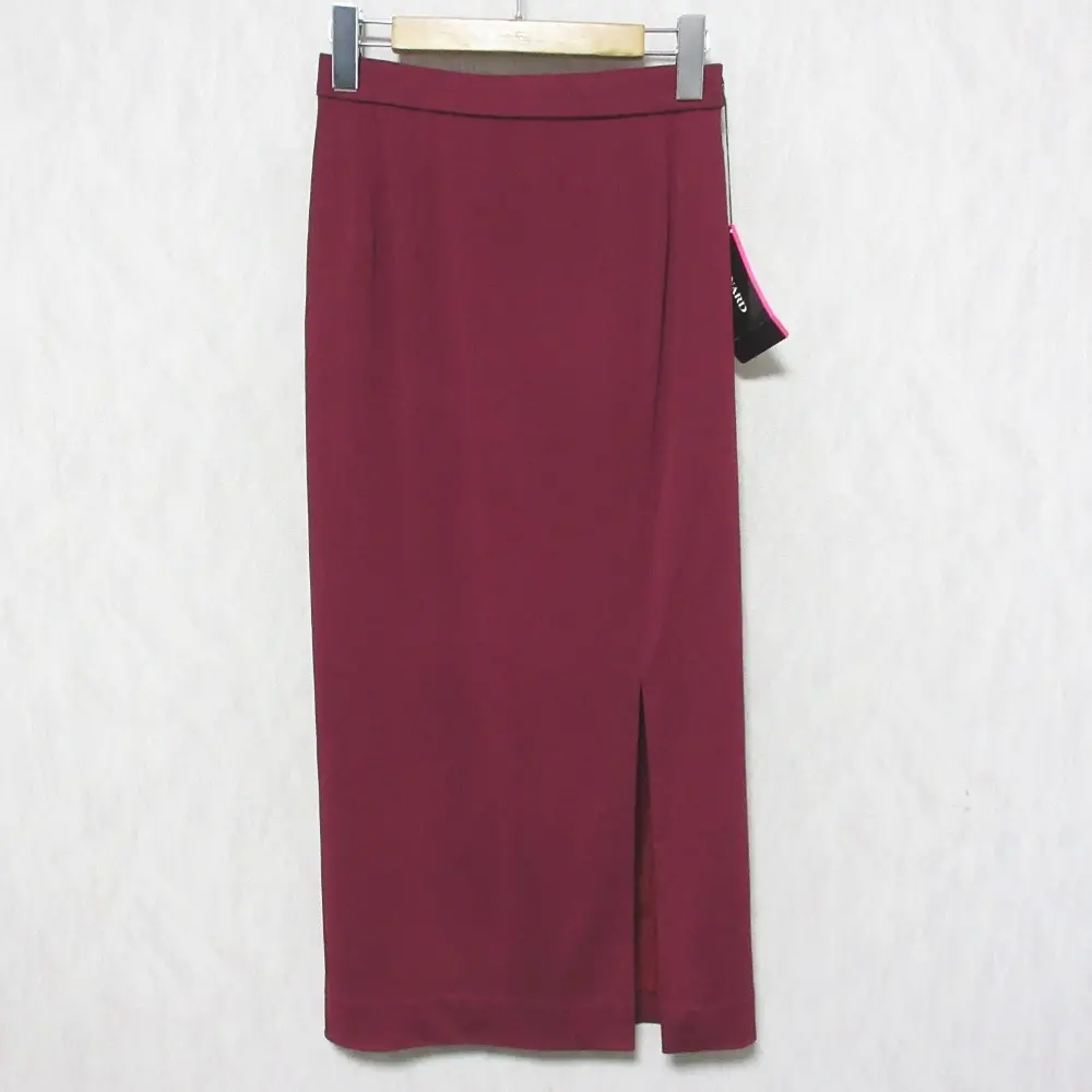 LEONARD レオナール フロントスリット タイト ロングスカート 64cm バーガンディ