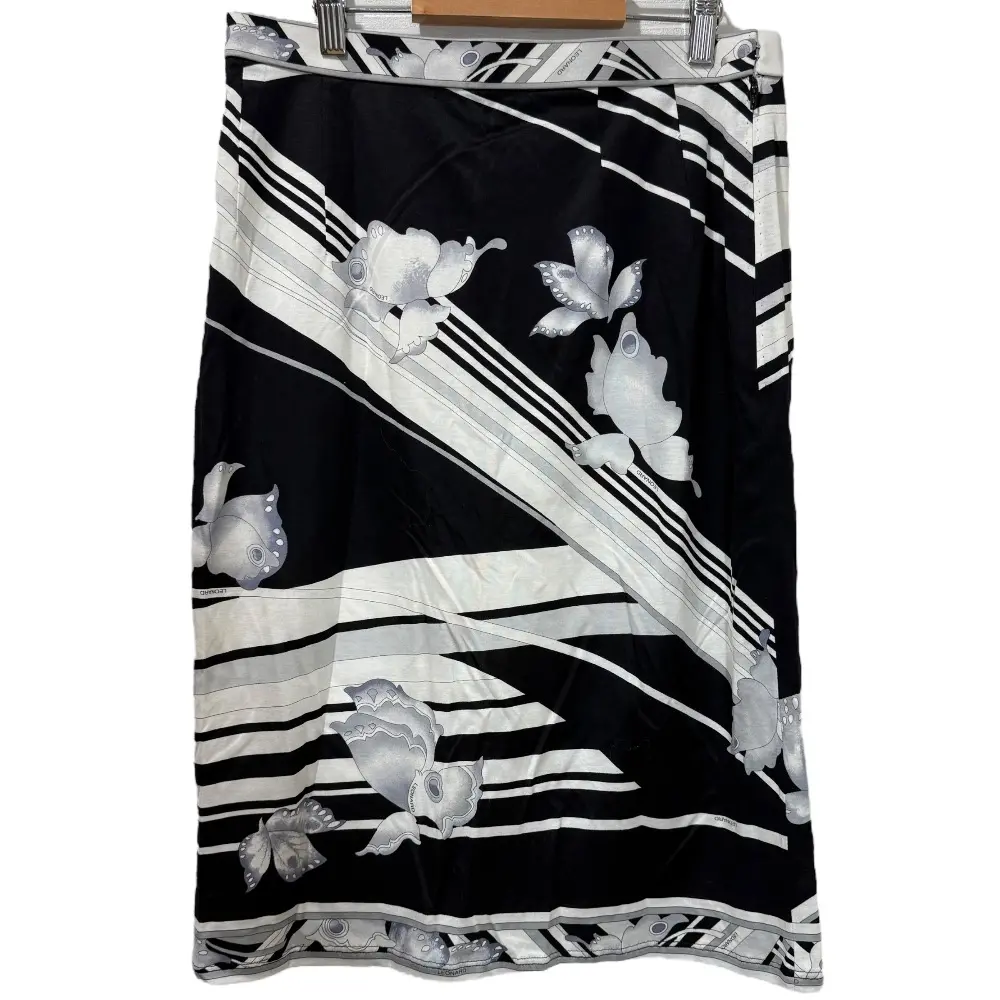 LEONARD FASHION レオナール 総柄 ひざ丈 スカート 70 ブラック