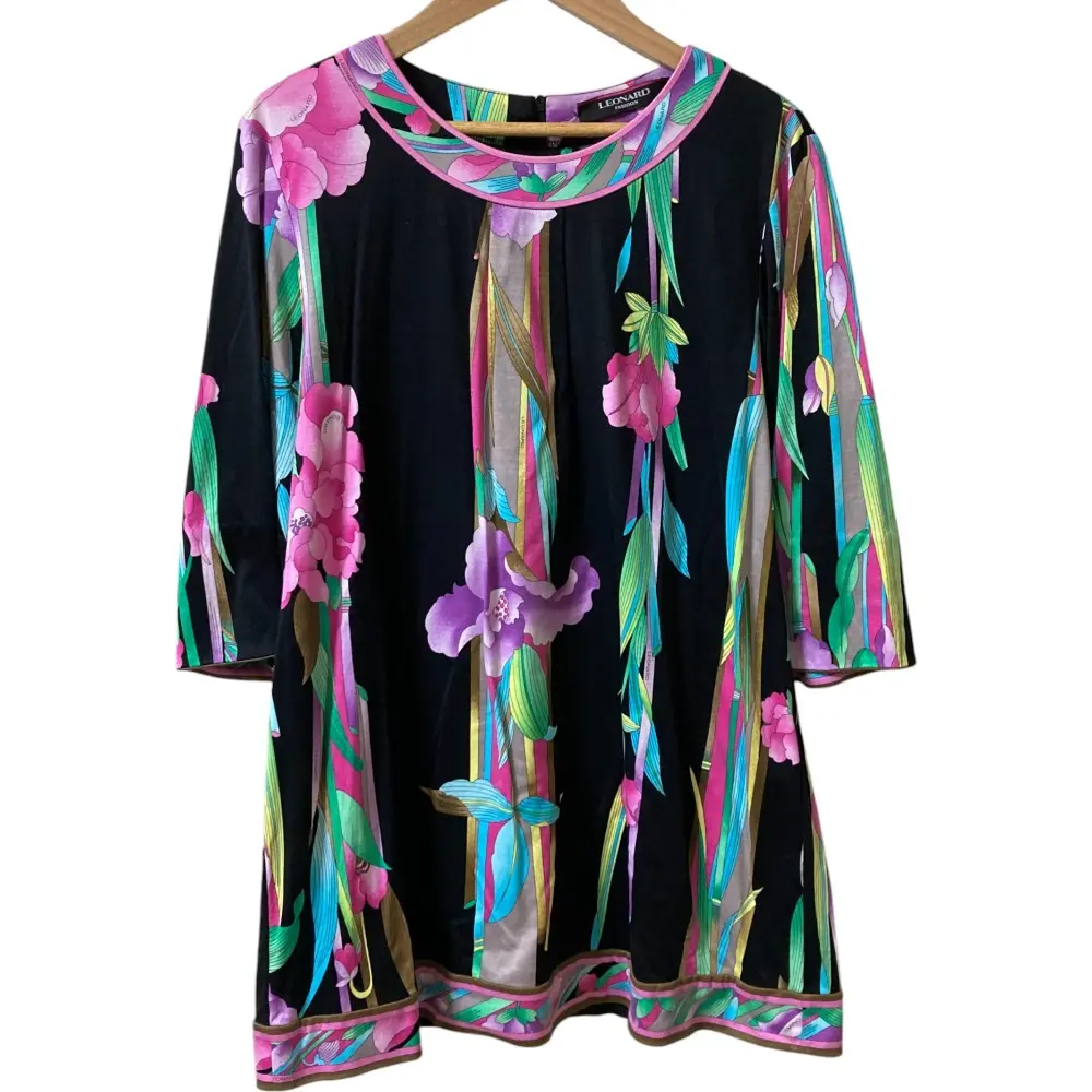 LEONARD レオナール フラワープリント チュニック カットソー サイズ42 マルチカラー