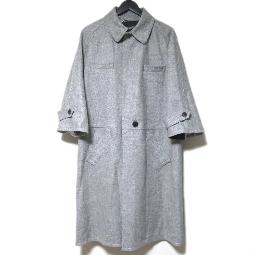 LEONARD PARIS レオナールパリ フラワープリント リバーシブル コート グレー×ブルー系