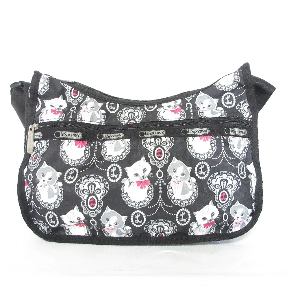 LeSportsac レスポートサック キャットプリント ショルダーバッグ ブラック