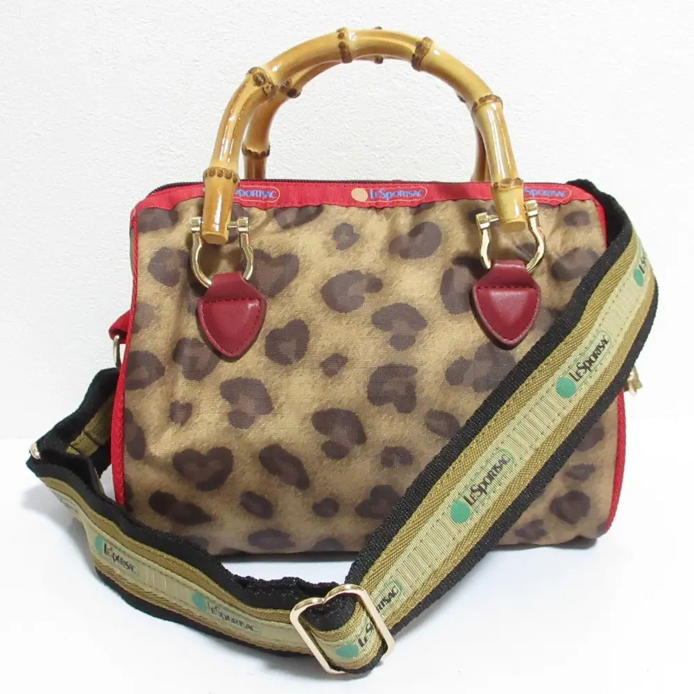 LeSportsac レスポートサック スモークハート レオパード 2WAY ボストンバッグ ショルダーバッグ ベージュ