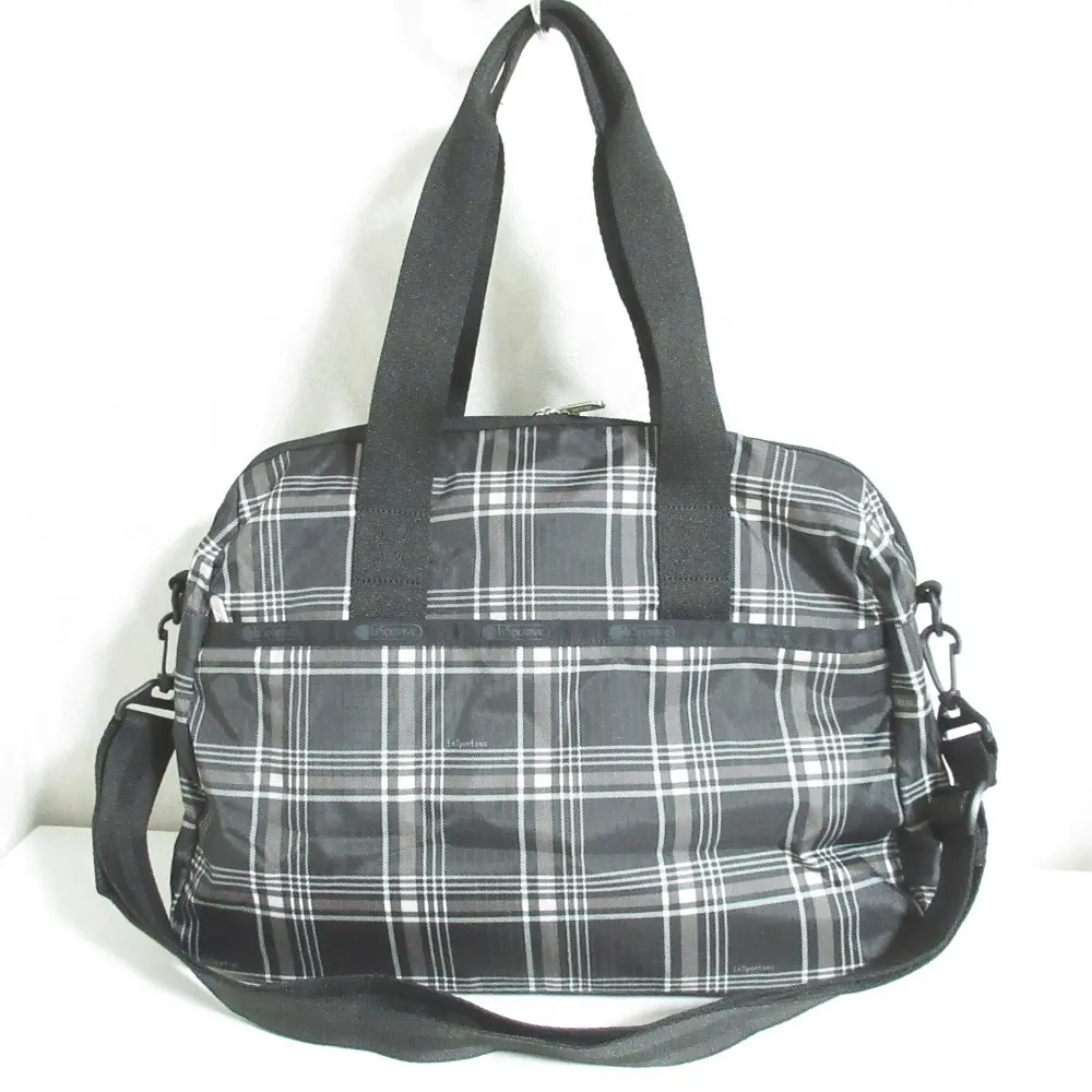 LeSportsac レスポートサック チェック柄 2way ボストンバッグ ブラック