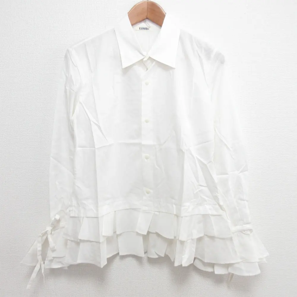 LIMI feu リミフゥ ヨウジヤマモト フリルシャツ 長袖 ブラウス サイズS ホワイト