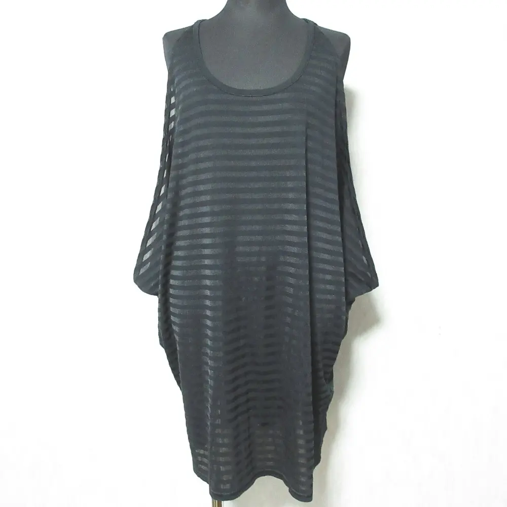 LIMI feu リミフゥ シアーボーダーノースリーブチュニック カットソー LO-T80-940 S ブラック