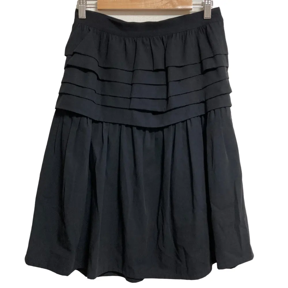 LIMI feu リミフゥ ひざ丈 ティアード ギャザースカート サイズS ブラック