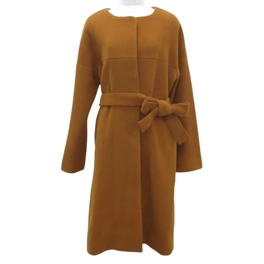 LISETTE リゼッタ ウール キャメルブレンド ロング ノーカラー コート 38 ブラウン系