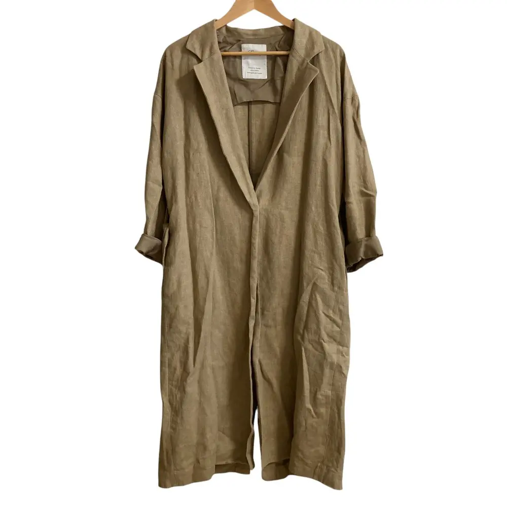 Lisiere リジエール リネン100% ロング ベルテッド チェスターコート ベージュ