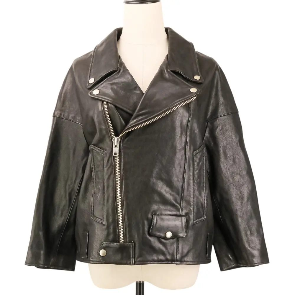 23AW Lisiere リジエール Riders Jacket ラムレザー ライダースジャケット ブルゾン 34 ブラック