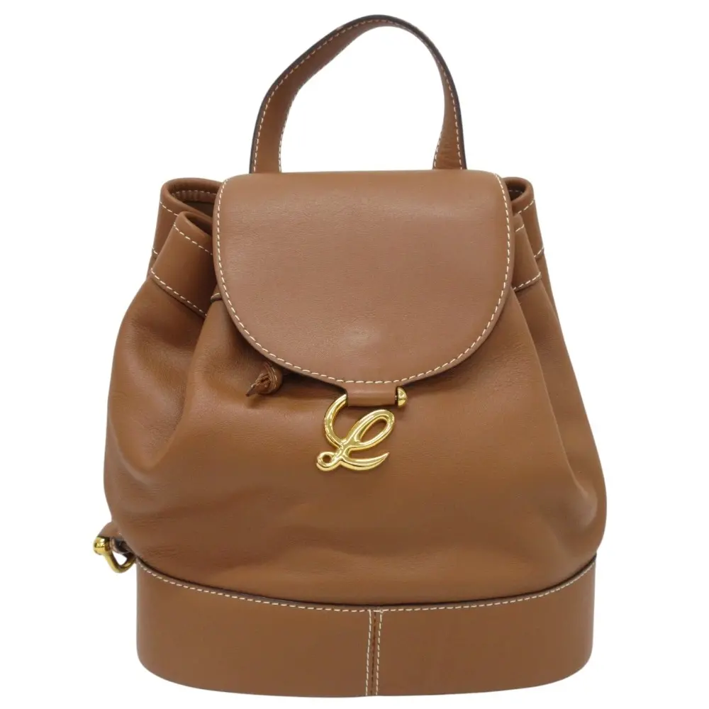 LOEWE ロエベ アナグラム 巾着 レザー リュックサック ブラウン