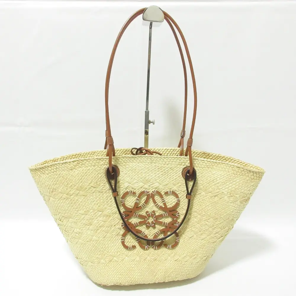 LOEWE ロエベ アナグラム イラカヤシ レザー バスケット かごバッグ トートバッグ ナチュラル ブラウン