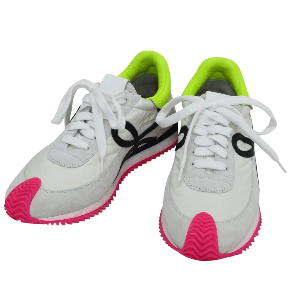 LOEWE ロエベ Loewe Flow Runner ローカット スニーカー 590921 サイズ37 24cm相当 ホワイト×ピンク