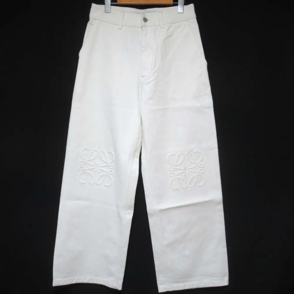 クリーニング済 LOEWE ロエベ アナグラム バギージーンズ ワイド デニムパンツ 36サイズ ホワイト