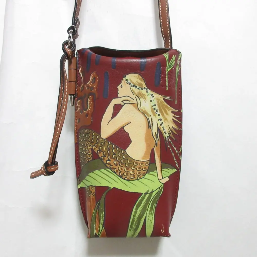 LOEWE ロエベ ゲートポケット マーメイド クラシック カーフスキン ショルダーポーチ ボルドー×ネイビー