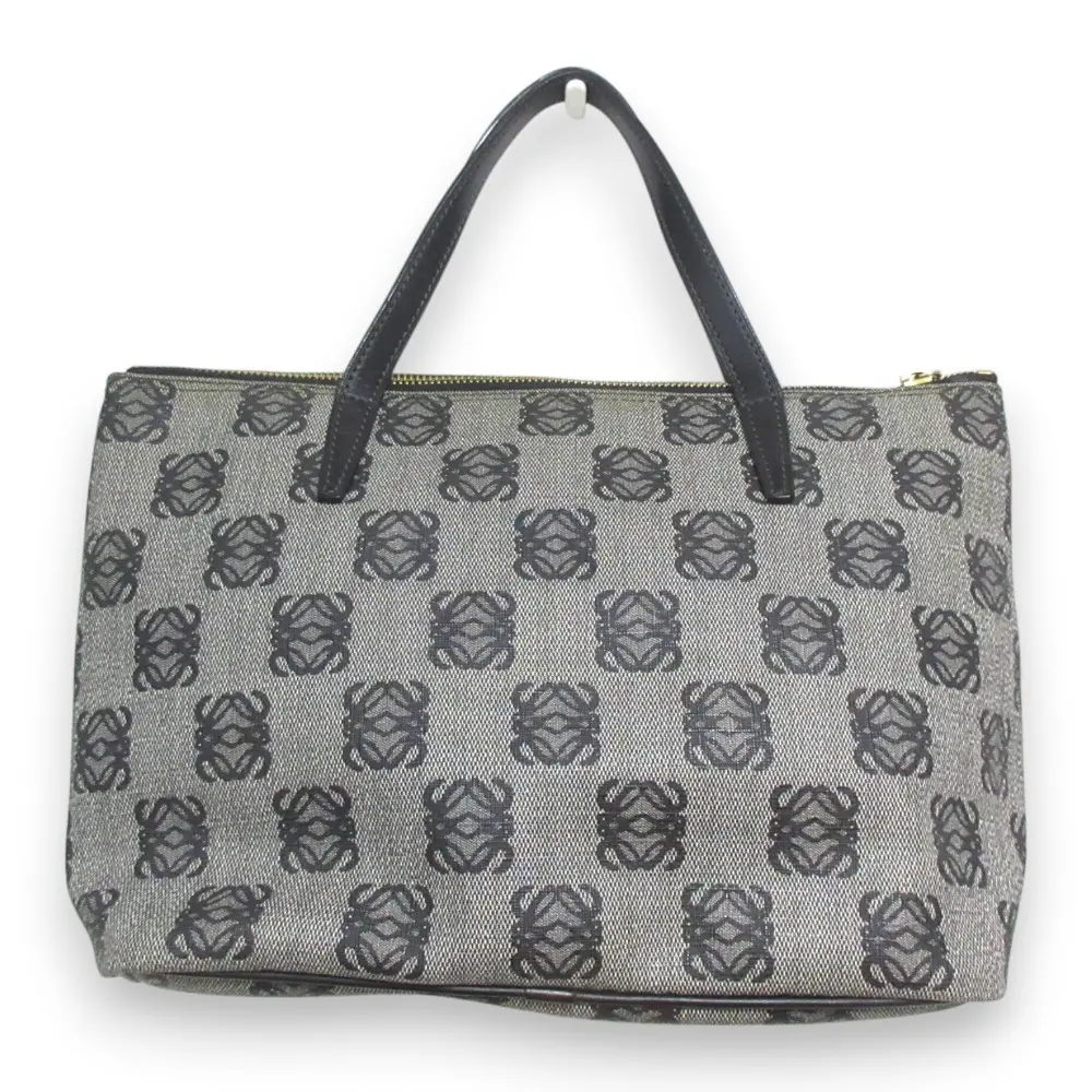 LOEWE ロエベ アナグラム 総柄 レザーハンドル ハンドバッグ トートバッグ グレー×ブラック