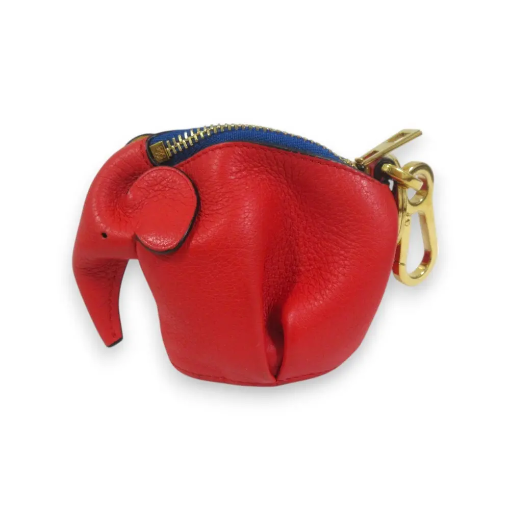 LOEWE ロエベ エレファント レザー コインキーケース チャーム レッド ブルー
